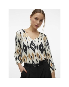 Блузка с принтом и V-образным вырезом бежевый Vero moda