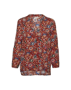 Блузка с принтом и V-образным вырезом красный Vero moda