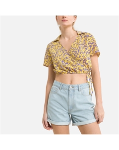 Блузка укороченная с анималистичным принтом на завязках фиолетовый Laredoute