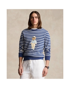 Свитшот с круглым вырезом из флиса в полоску Bear белый Laredoute