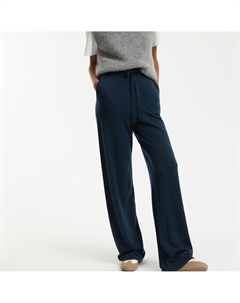 Брюки широкие из шерстяного трикотажа синий Laredoute