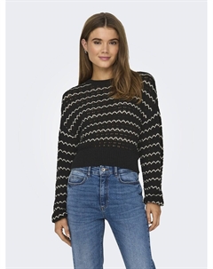 Джемпер с круглым вырезом мелкой вязки бежевый Only