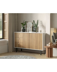 Комод с дверками и ящиками из ясеня белый So'home