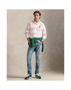 Лонгслив поло в стиле регби розовый Polo ralph lauren