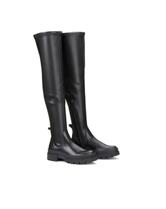 Сапоги-ботфорты на рифленой подошве черный La redoute collections