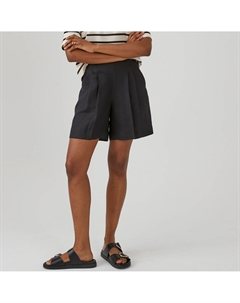 Шорты с вытачками изо льна произведено во Франции черный Laredoute