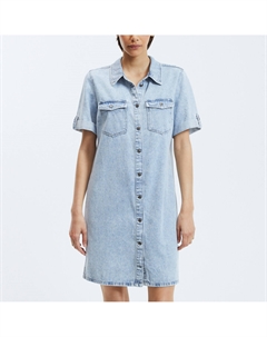 Платье-рубашка из джинсовой ткани синий Laredoute