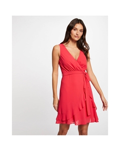 Платье короткое с запахом красный Laredoute