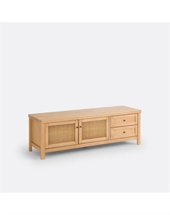 Подставка для телевизора из массива сосны МДФ и тростника Gabin бежевый Laredoute