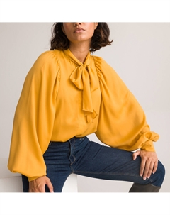 Рубашка с галстуком-бантом длинные рукава желтый Laredoute