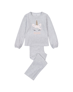 Пижама из велюра с единорогом серый Laredoute
