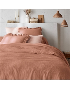 Пододеяльник из хлопчатобумажной газовой ткани Kumla каштановый La redoute interieurs