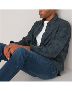 Рубашка прямая в клетку французский воротник зеленый Laredoute