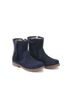 Ботинки из кожи утепленные мехом с застежкой-молнией синий La redoute collections