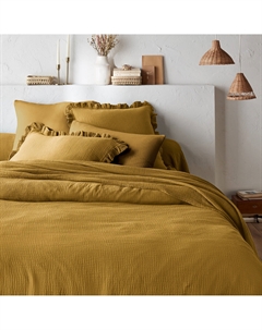 Пододеяльник из хлопчатобумажной газовой ткани Kumla желтый La redoute interieurs