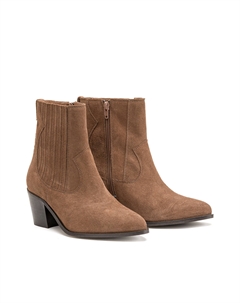 Кожаные ботильоны широкая ступня европейское производство каштановый Laredoute