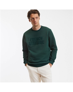 Свитер с круглым вырезом с вышивкой French attitude зеленый Laredoute