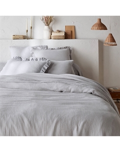 Пододеяльник из хлопчатобумажной газовой ткани Kumla серый Laredoute