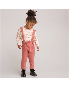 Джоггеры на съемных лямках с воланами розовый Laredoute