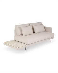 Кушетка из рогожки со столешницей из мрамора бежевый Laredoute