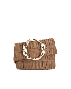 Ремень широкий эластичный со сборками каштановый Laredoute