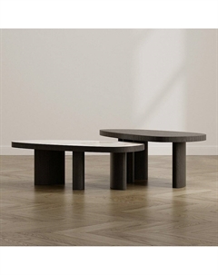 Столик журнальный из керамики и шпона дуба каштановый Laredoute