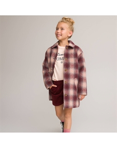 Пальто в клетку для межсезонья 3-14 лет каштановый Laredoute