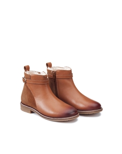 Кожаные ботинки на молнии с флисовой подкладкой каштановый Laredoute