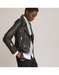 Кожаная байкерская куртка-бомбер Signature THELMA черный La redoute collections