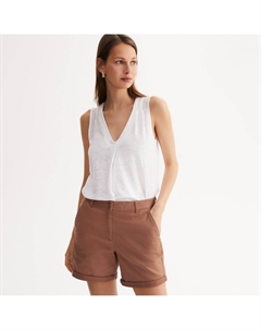 Блуза льняная без рукавов с V-образным вырезом  белый Anne weyburn