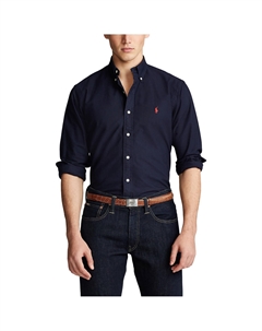 Рубашка Оксфорд приталенный покрой окрашенная в готовом виде синий Polo ralph lauren