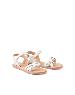 Сандалии кожаные на липучке белый La redoute collections