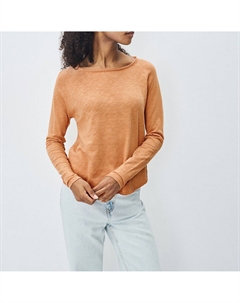 Лонгслив с вырезом-лодочка ONOMA каштановый Laredoute