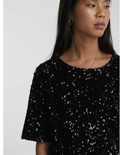 Блузка с короткими рукавами и блестками черный Pieces