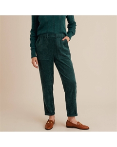 Брюки-чино из велюра зеленый Laredoute