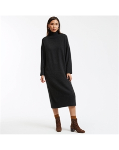 Платье-джемпер с высоким воротником из воздушного трикотажа серый La redoute collections