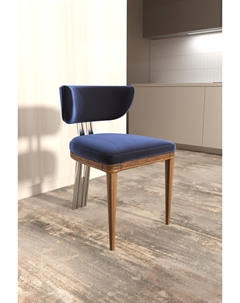 Стул из вельвета синий Laredoute