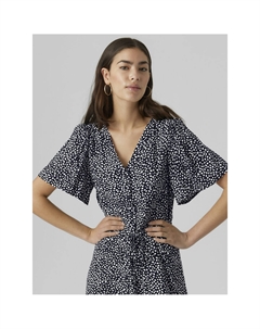 Платье на пуговицах с принтом в горошек синий Vero moda