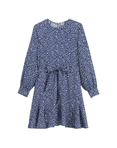 Платье короткое расклешенное с цветочным принтом синий La redoute collections