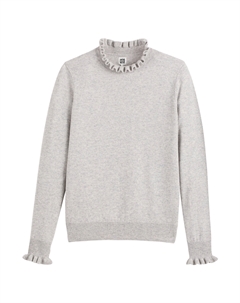 Пуловер с воротником-стойкой из переработанной шерсти и кашемира серый La redoute collections