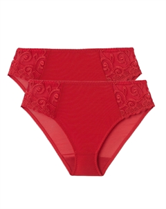 Комплект из 2 трусов из однотонного тюля и тюля с вышивкой Lyssa красный Laredoute