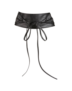 Ремень широкий с двойным обхватом и завязками черный Laredoute