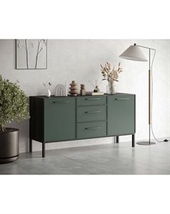 Комод две дверки и три ящика зеленый So'home
