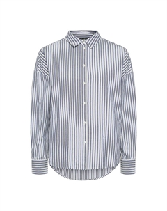 Рубашка в тонкую полоску с вышивкой на спинке синий Laredoute