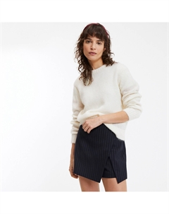 Пуловер с круглым вырезом крупной вязки белый La redoute collections