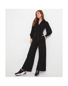 Комбинезон длинный с поясом черный Laredoute