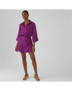 Комбинезон с шортами из струящейся атласной ткани с эффектом юбки фиолетовый Laredoute