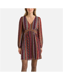 Платье с принтом и V-образным вырезом оранжевый Laredoute