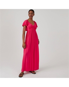 Платье-макси длинное рукава с воланами розовый La redoute collections