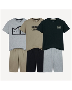 Хлопковая пижама с шортами 3 шт черный La redoute collections